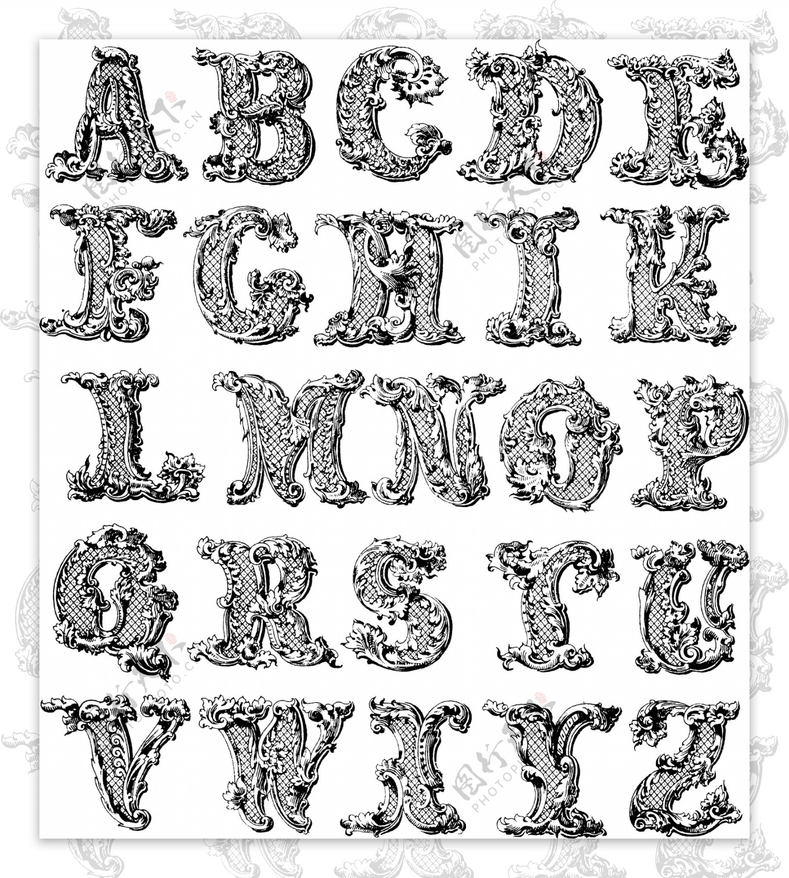 欧式花纹字母图片