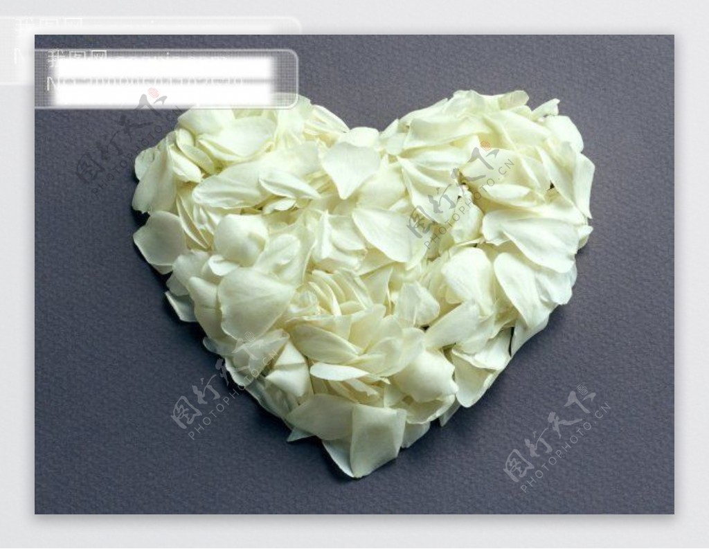 浪漫的心粉白色花瓣堆叠心型花艺