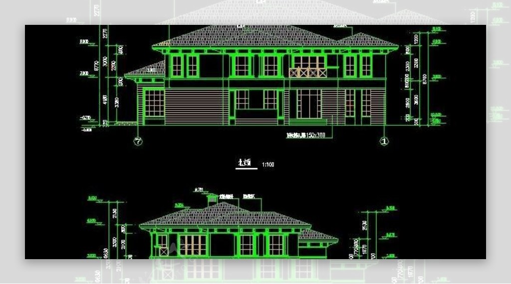 二层双车库别墅建筑施工图