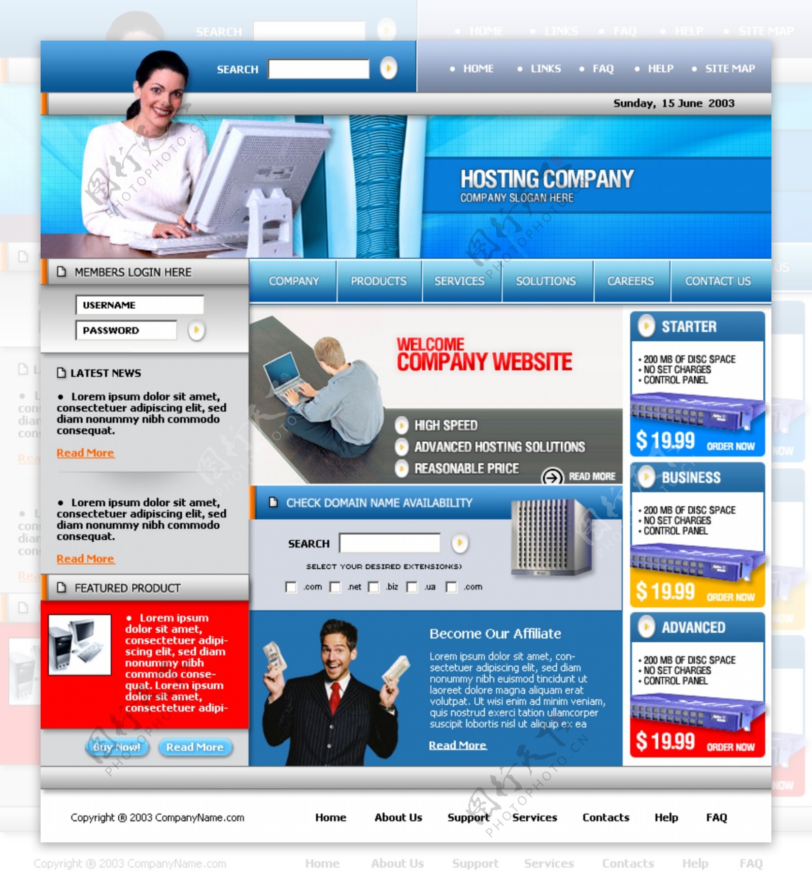 欧美商业网页模板图片