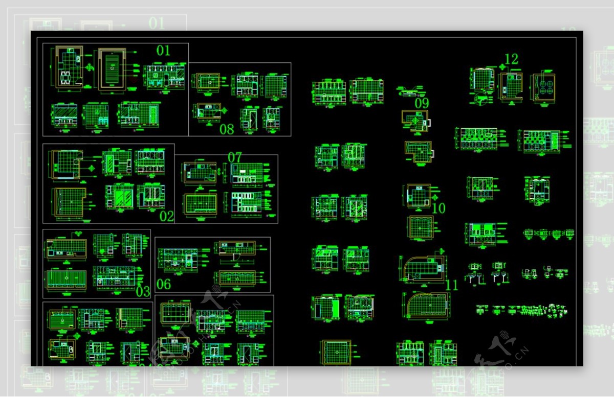 12套最新厨房橱柜图纸图片