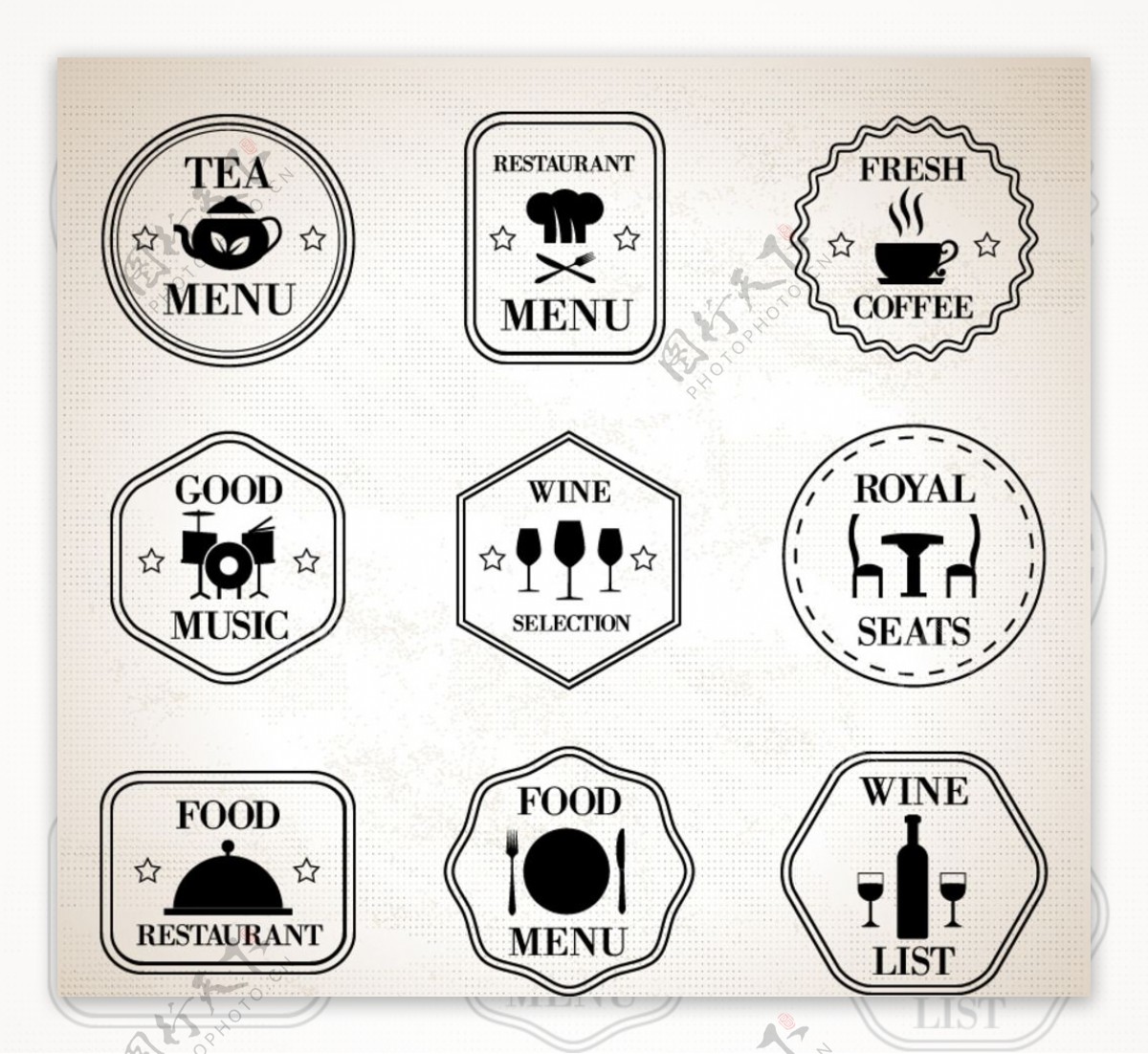 简洁餐厅标签图片