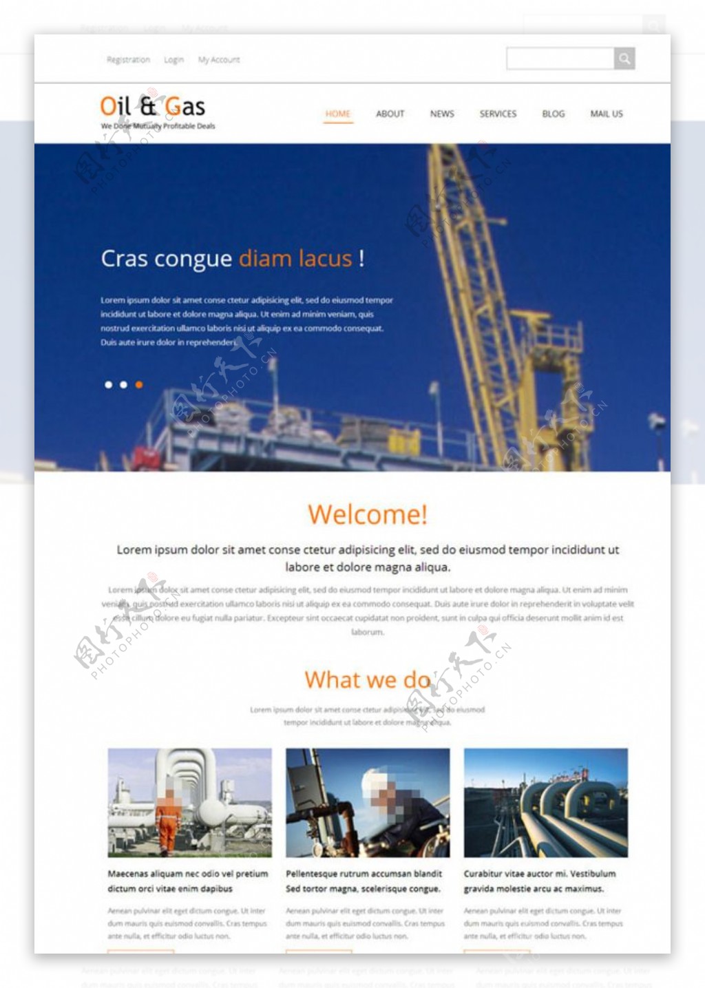 石油钻井公司网页模板图片