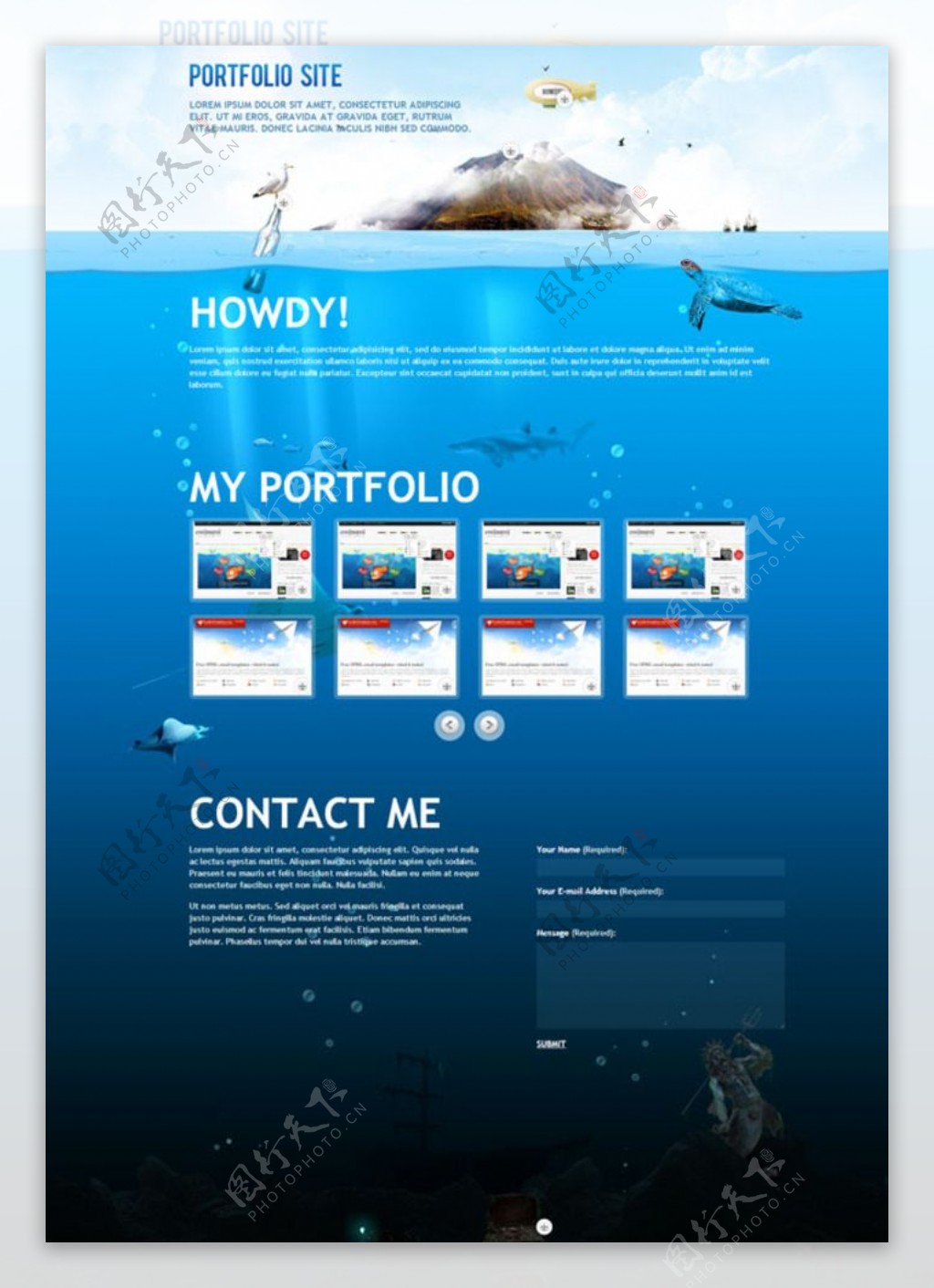 海洋世界旅游网站模板图片