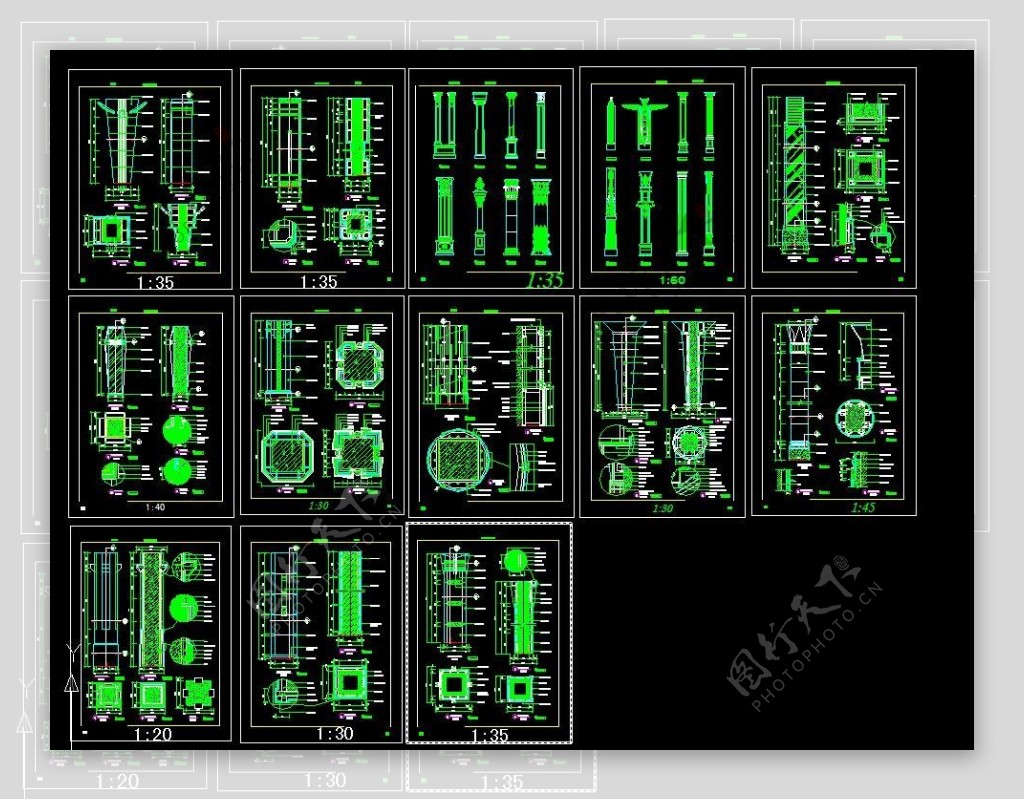 13个柱装饰建筑详图图片