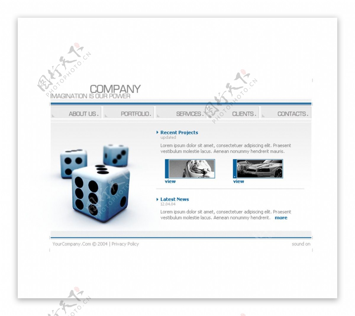 蓝色企业销售型网站图片