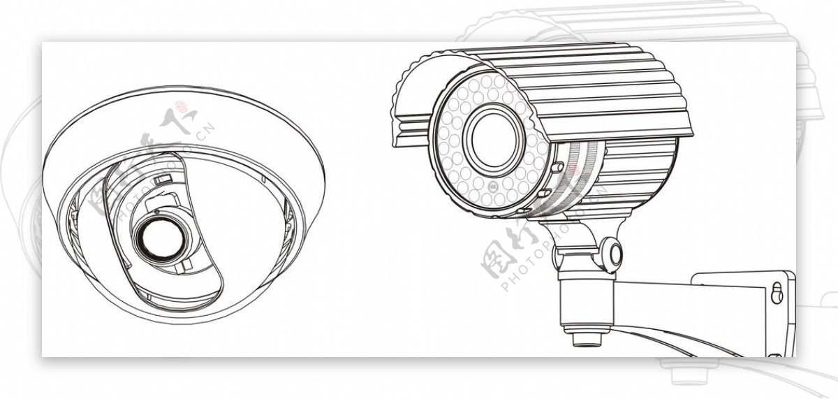 摄像头监控头矢量图图片