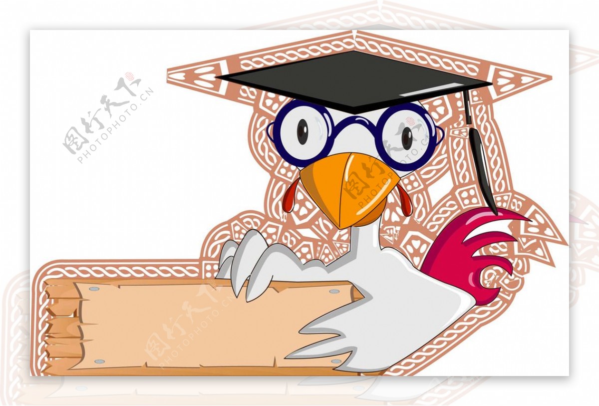 卡通眼镜鸡logo矢量图图片