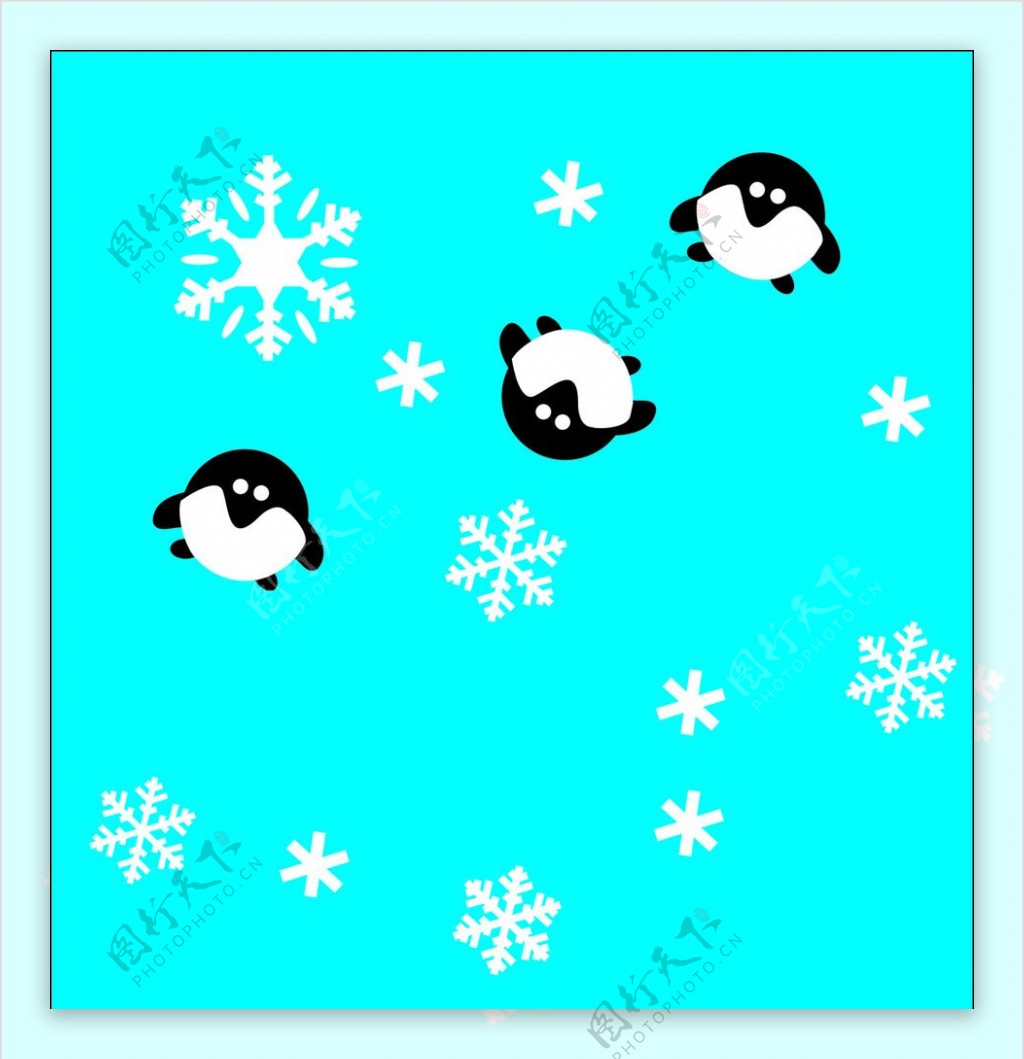 小企鹅雪花图片
