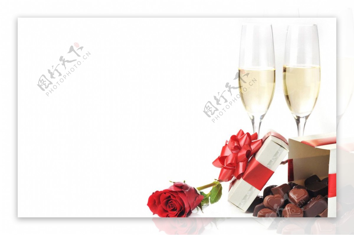 香槟美酒巧克力爱心礼盒图片