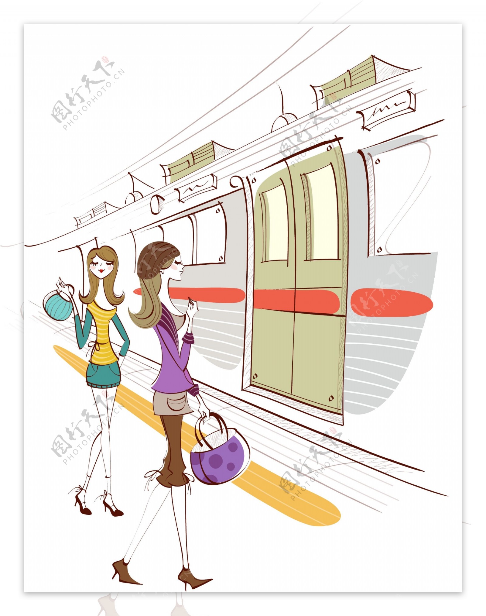 时尚女孩生活场景之坐地铁图片