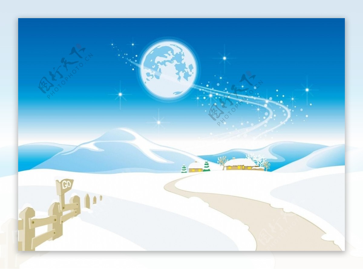 可爱卡通雪景图片素材-编号24716230-图行天下