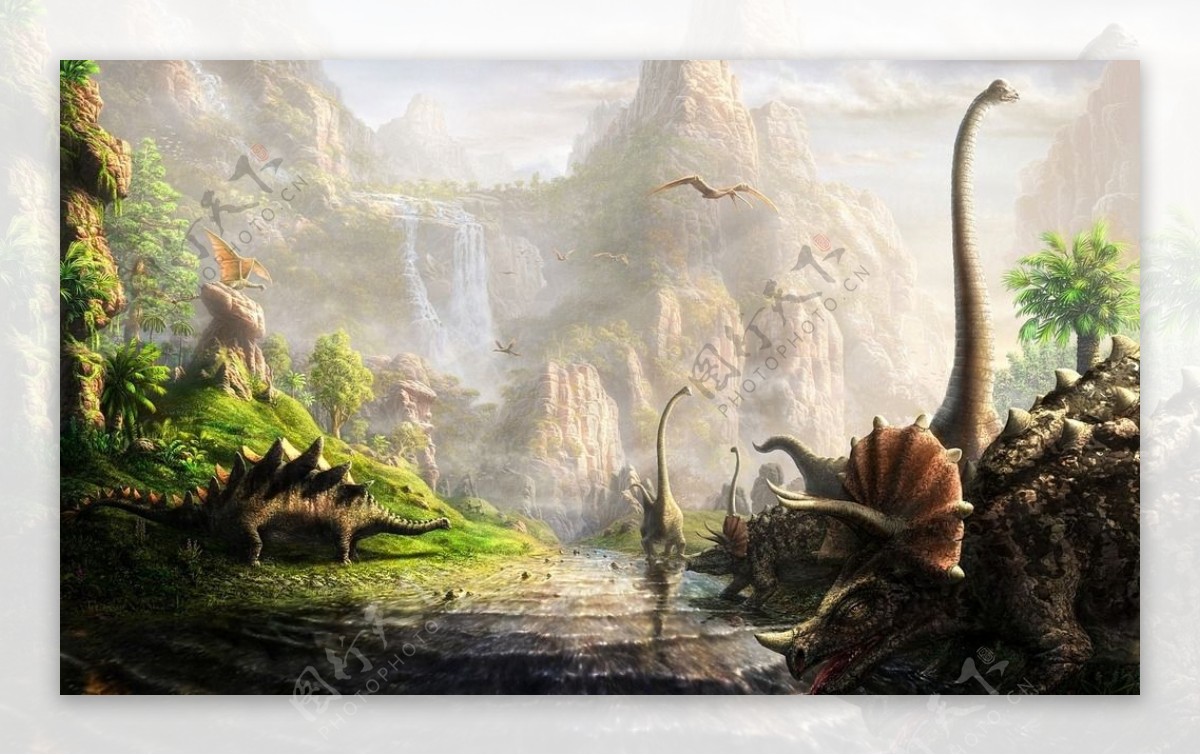 远古时代恐龙CG场景图片