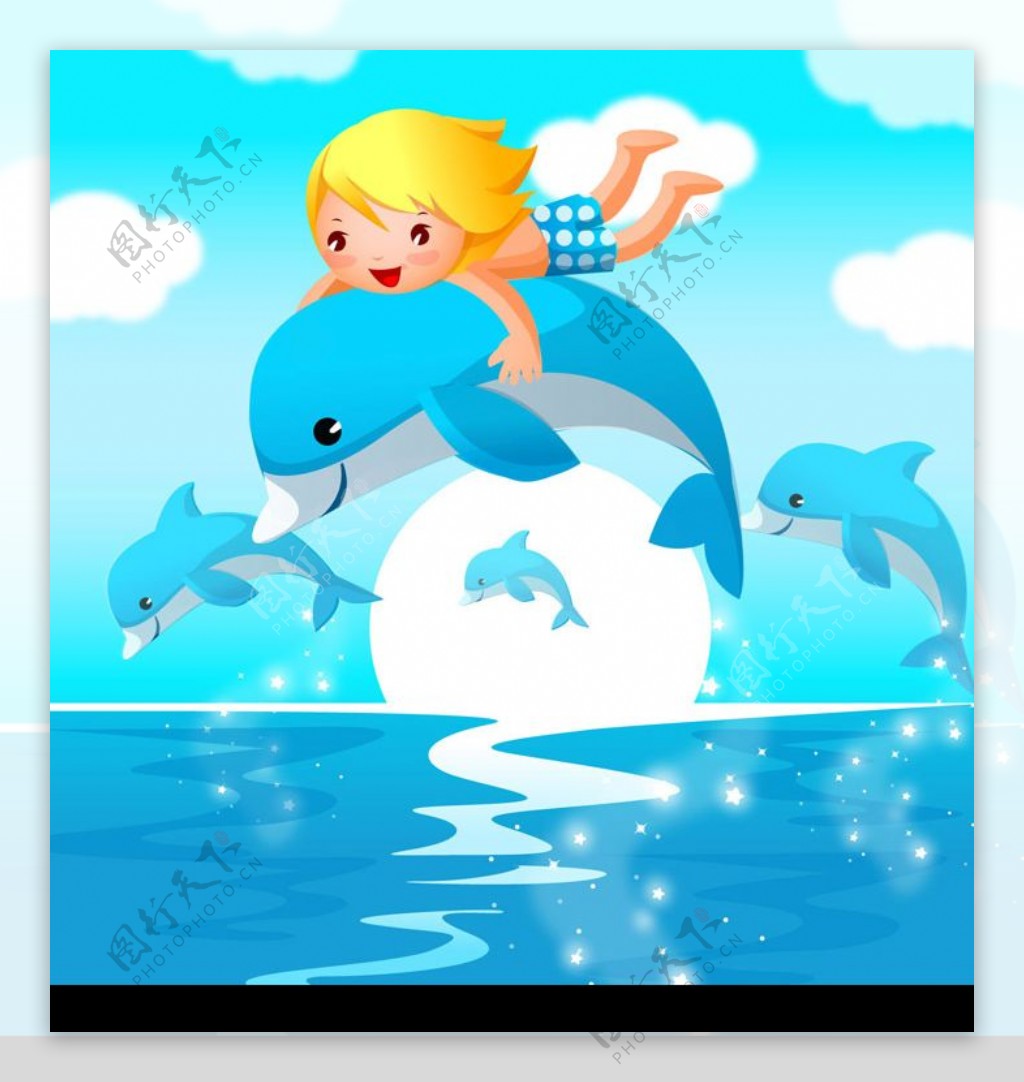 儿童和海豚图片