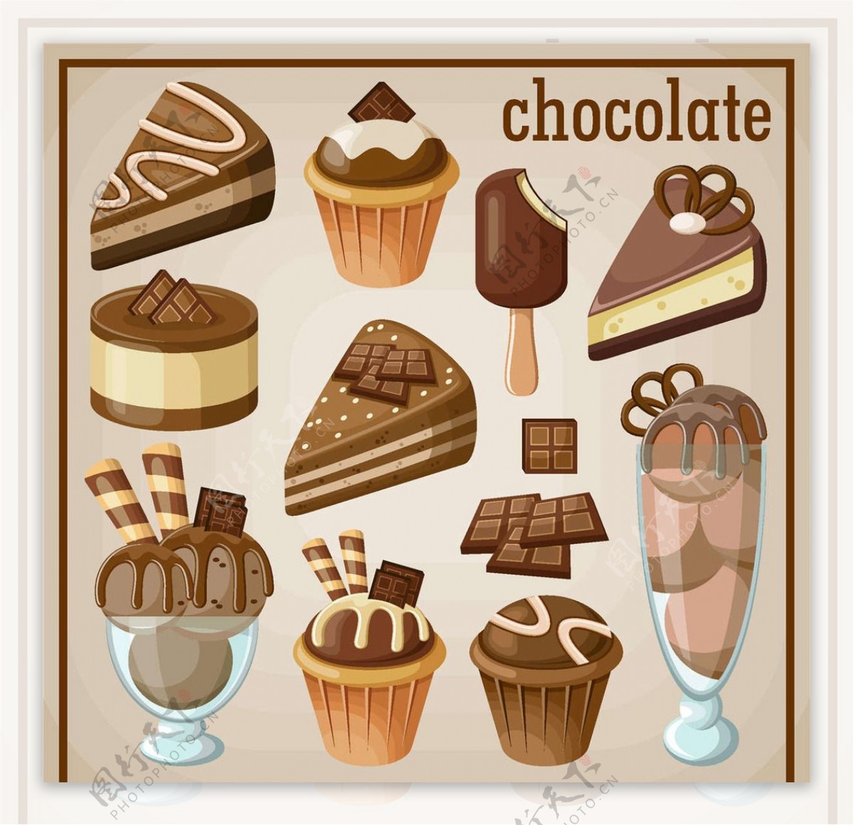 蛋糕巧克力冰激凌甜品图片