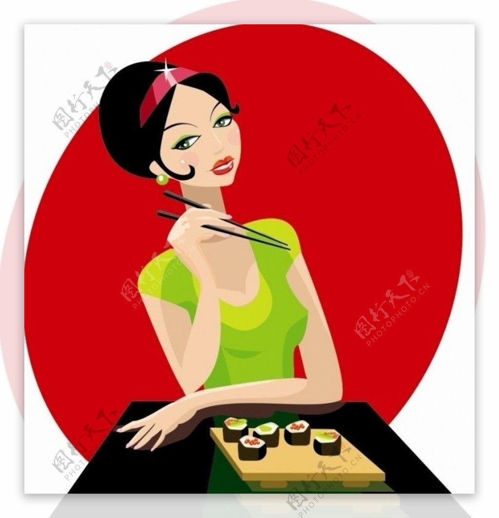 吃寿司的女孩图片