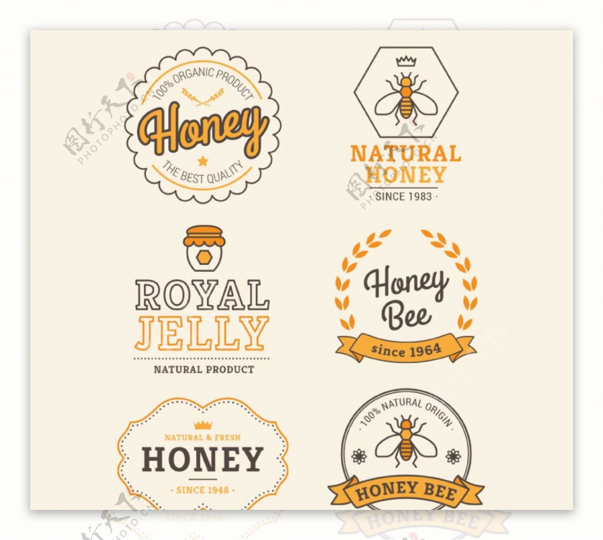 创意蜂蜜标签矢量素材图片