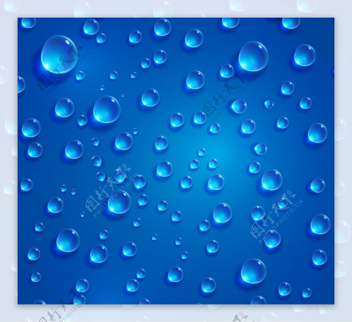 晶莹水珠蓝色背景矢量素材图片