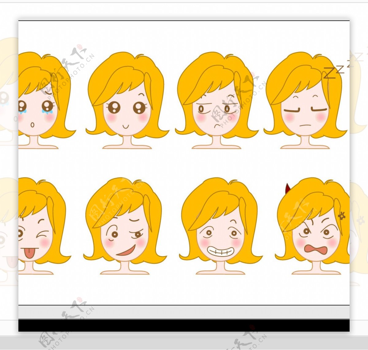 可爱卡通女孩表情3图片