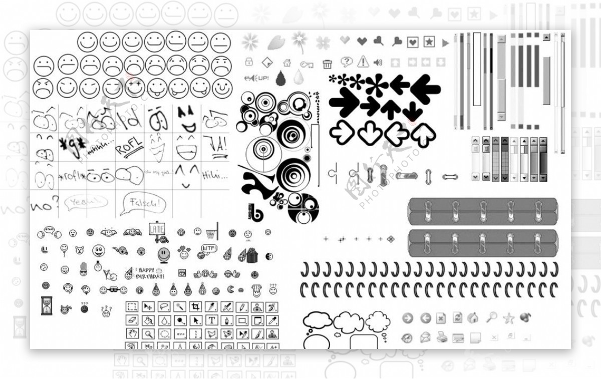 PS笔刷大集合之图标表情符号滚动条箭头