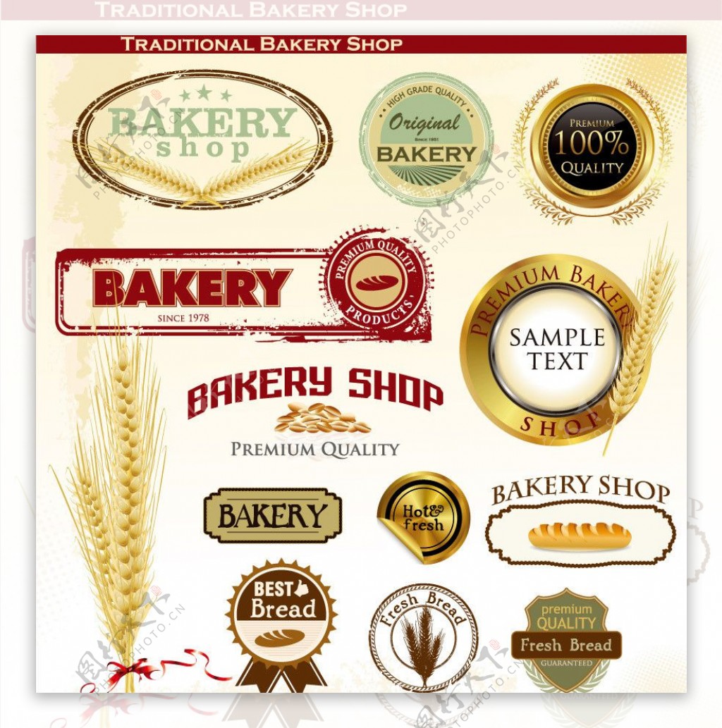 麦穗面包标签图片