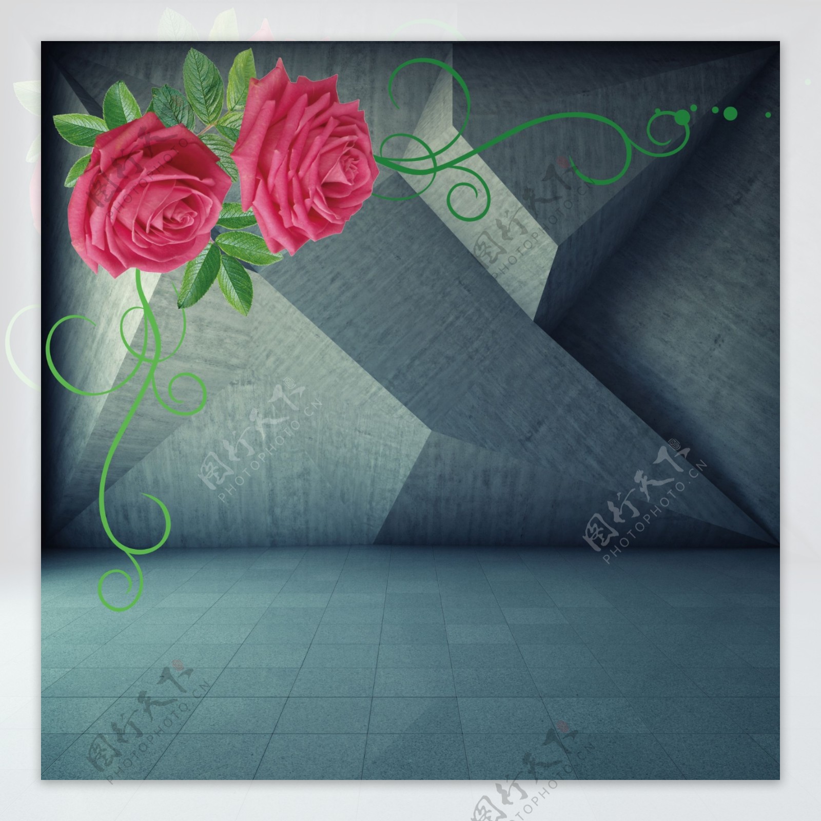 立体墙玫瑰花纹图片