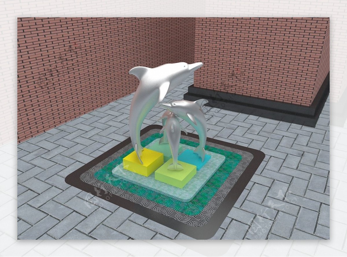 海豚雕塑图片