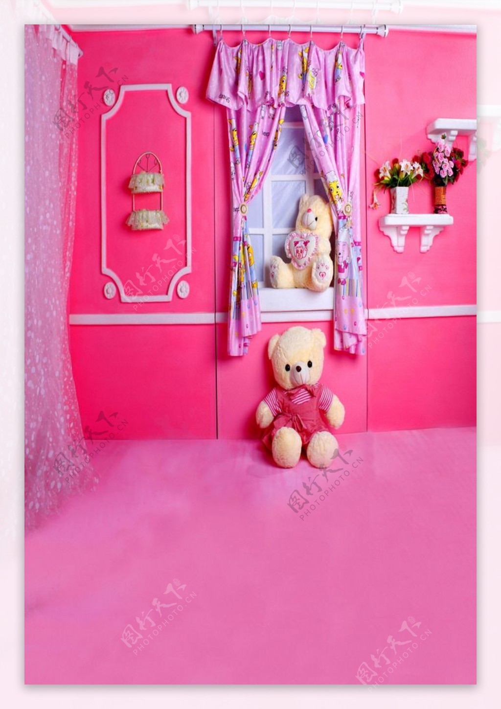 粉红窗帘图片