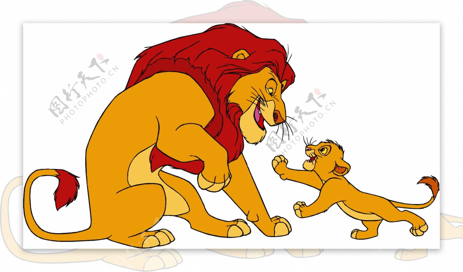 雄狮辛巴达和小狮子卡图片