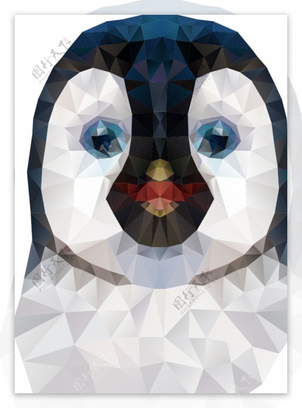 企鹅晶格化卡通扁平化图片