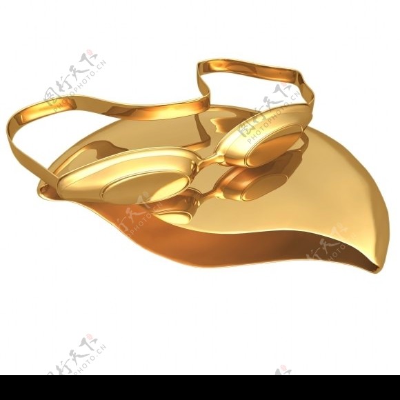 3D金色游泳镜图片