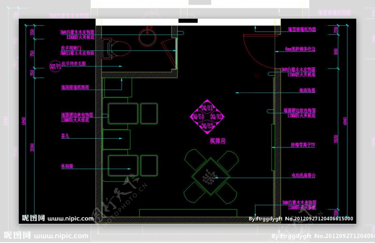 顶级桑拿SPA三层棋牌房平面图图片