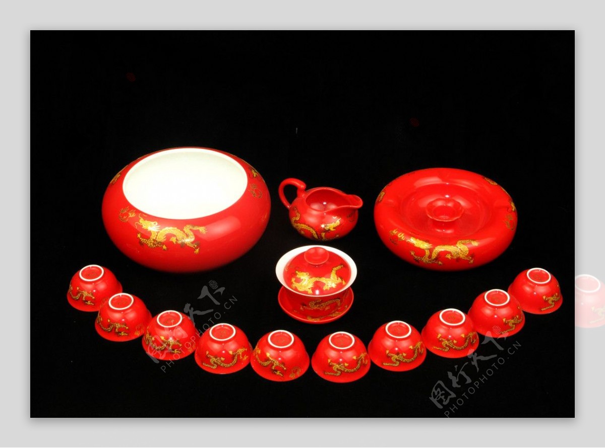 红瓷茶具图片
