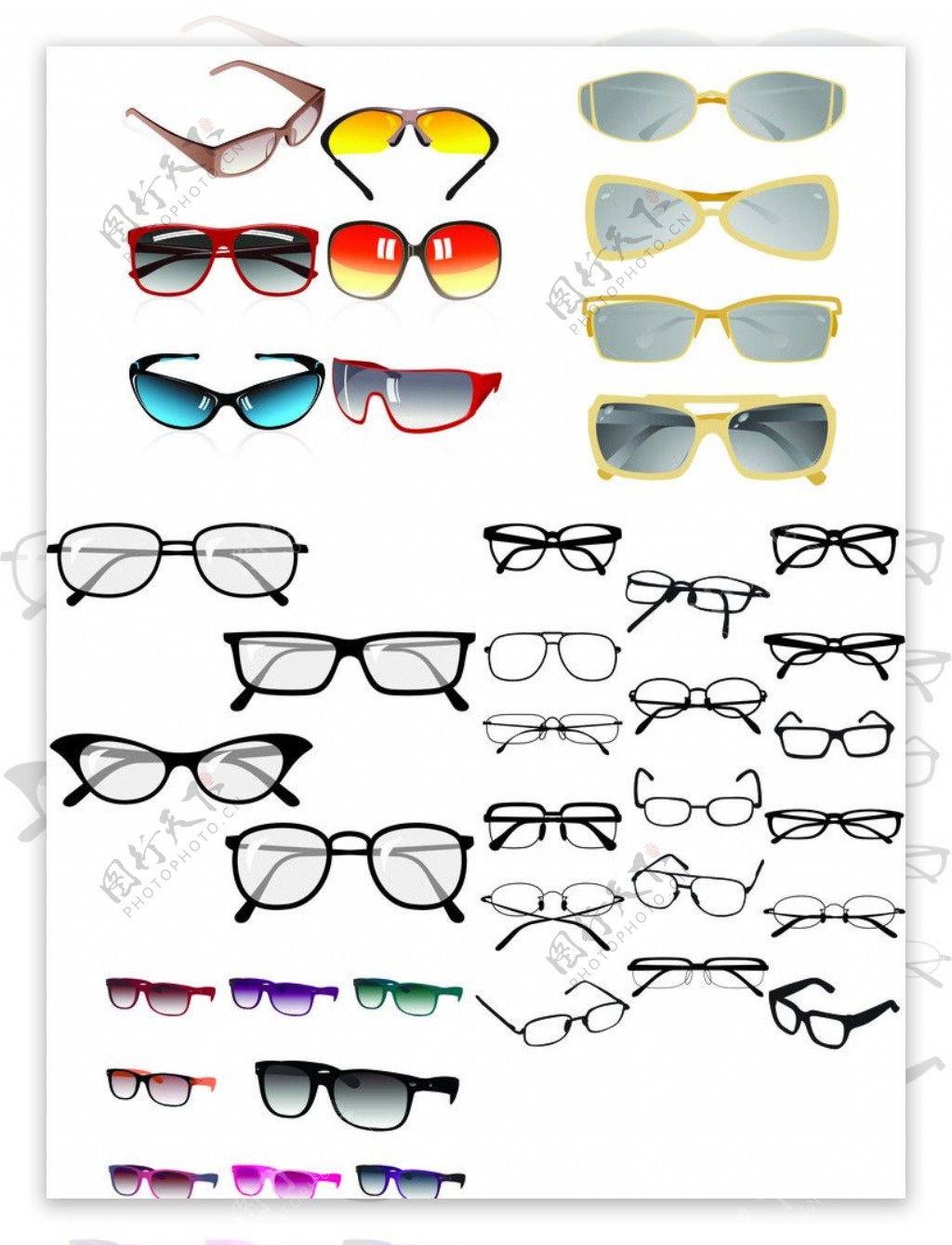 多种眼镜图片