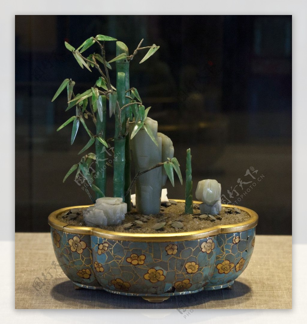 木胎海棠式盆翠竹盆景图片