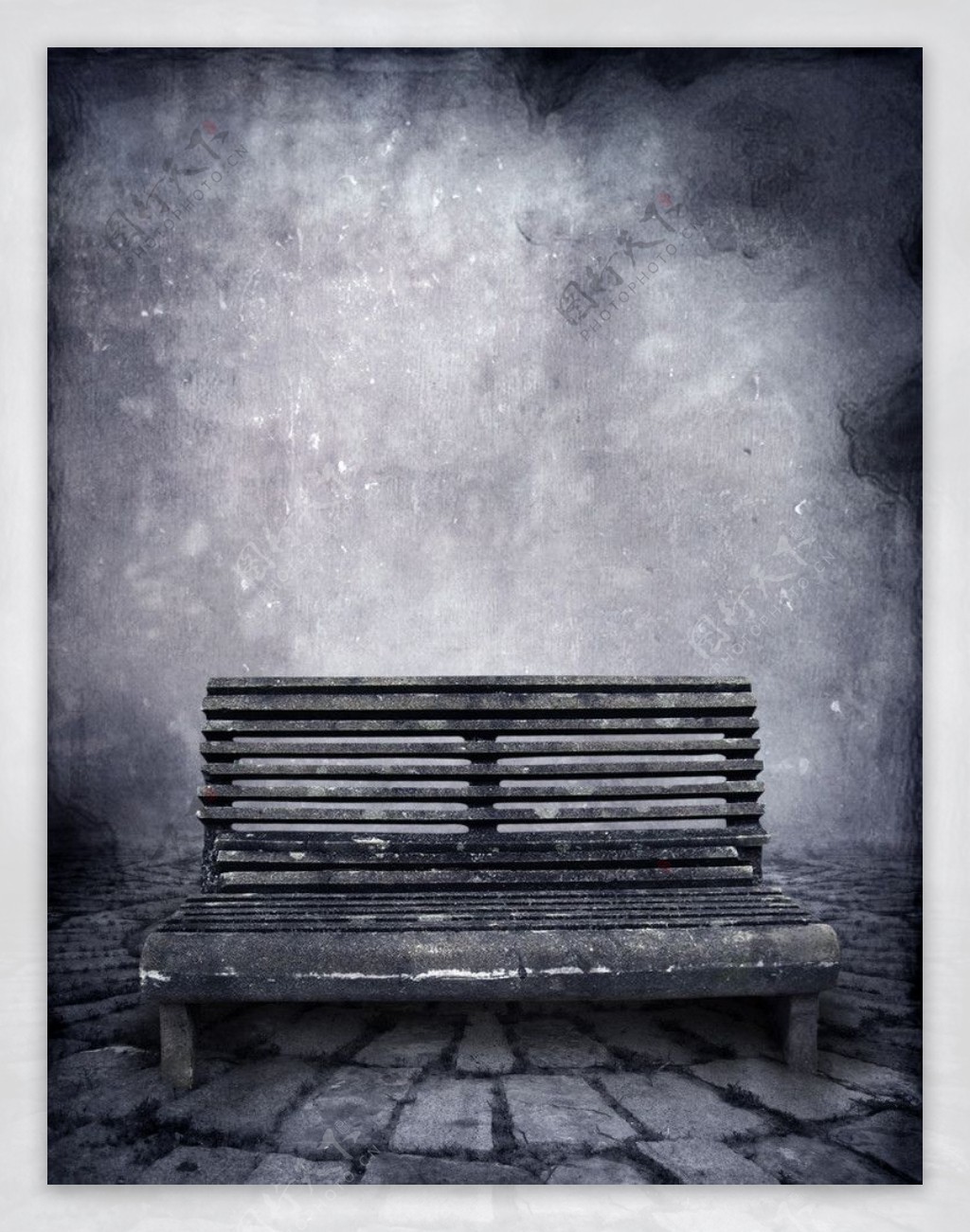 灰色的石制长椅图片