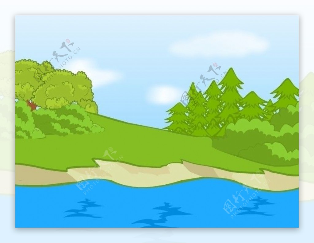可爱卡通场景之湖边图片