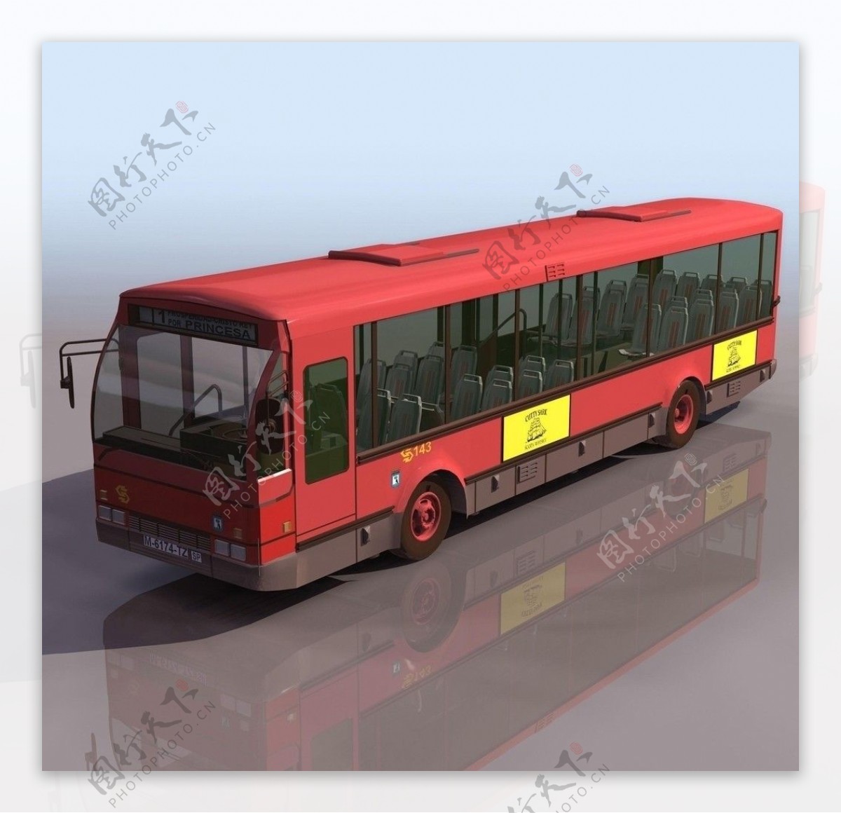 中型公交巴士模型版图片