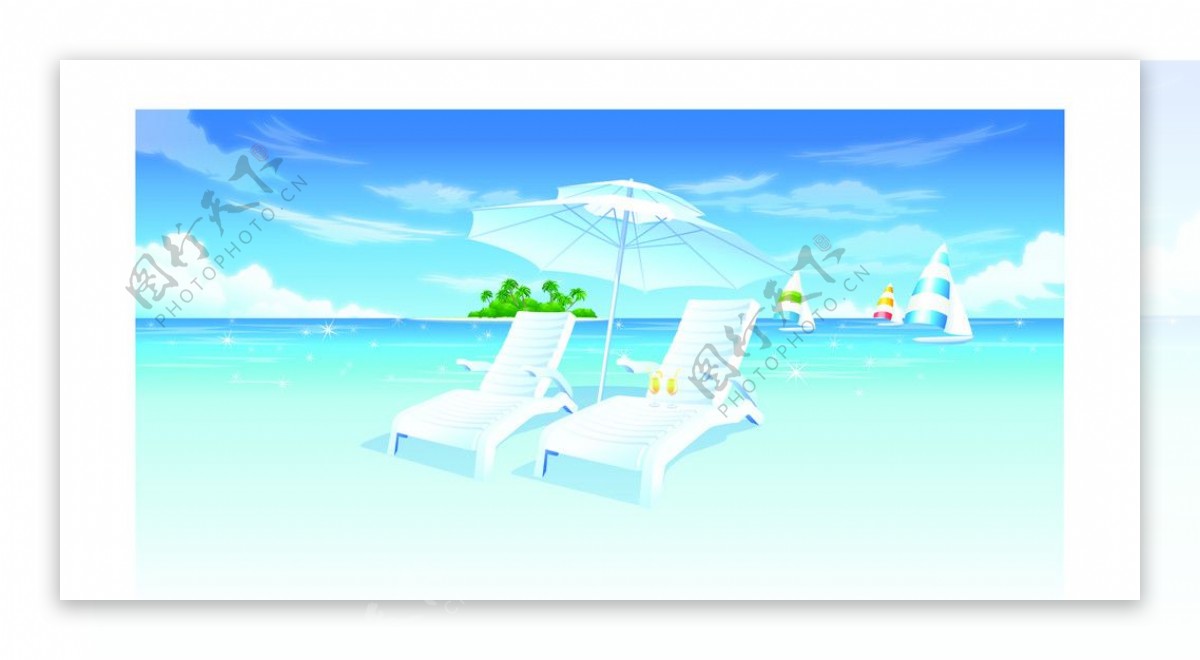 夏日清凉海滩沙滩椅图片