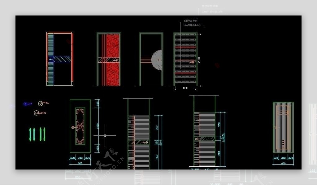 几款门的CAD立面图图片