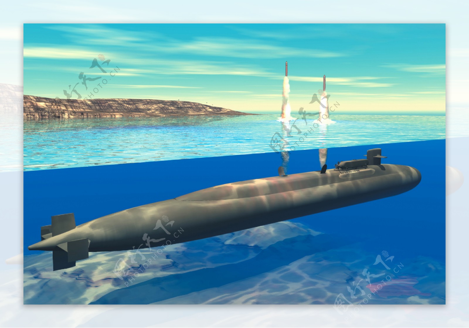 发射导弹的核潜艇图片