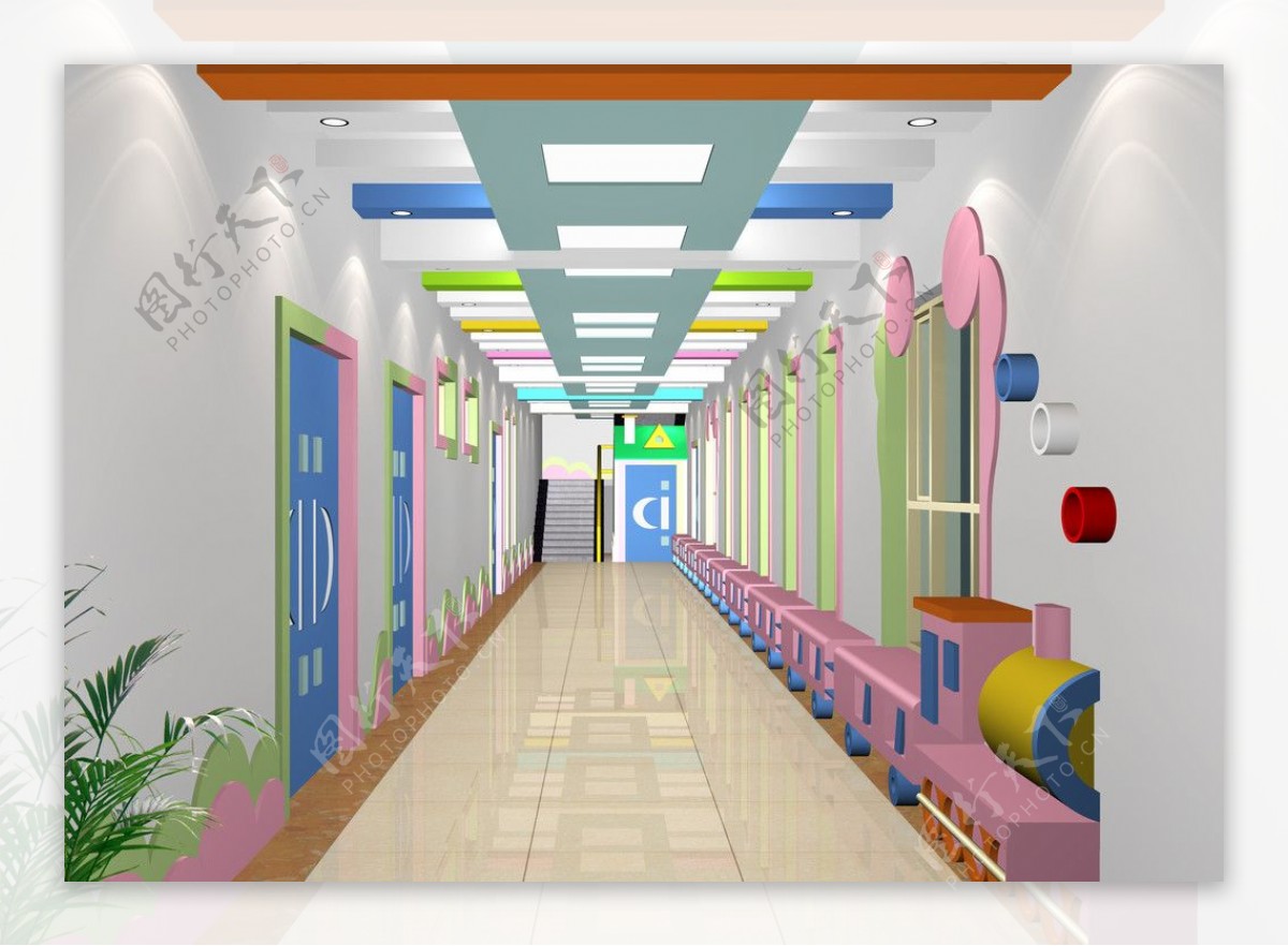 幼儿园走廊效果图图片