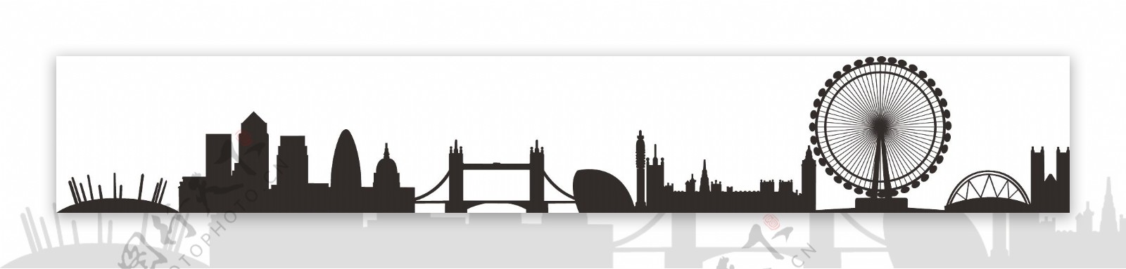 伦敦水平线剪影AI图片