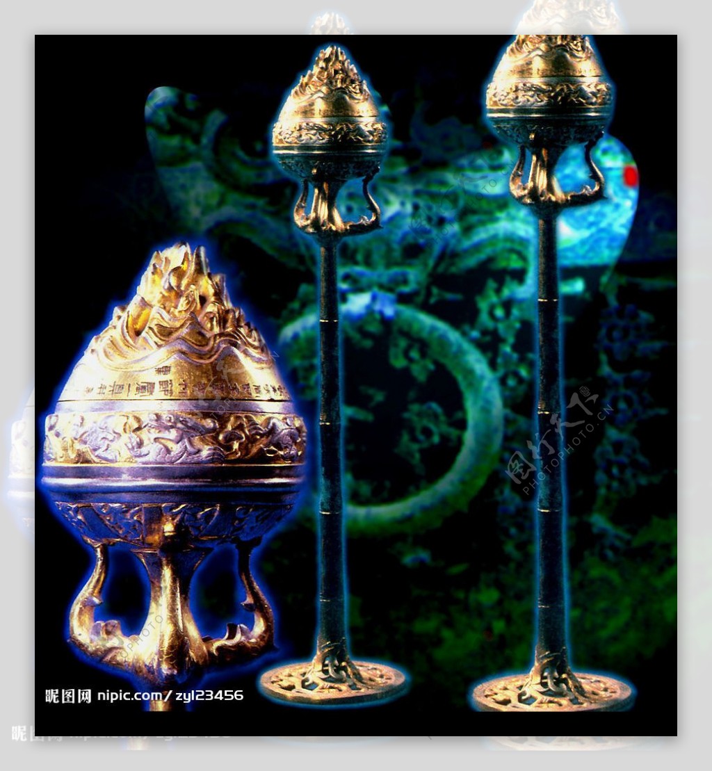 青铜鎏金香炉图片