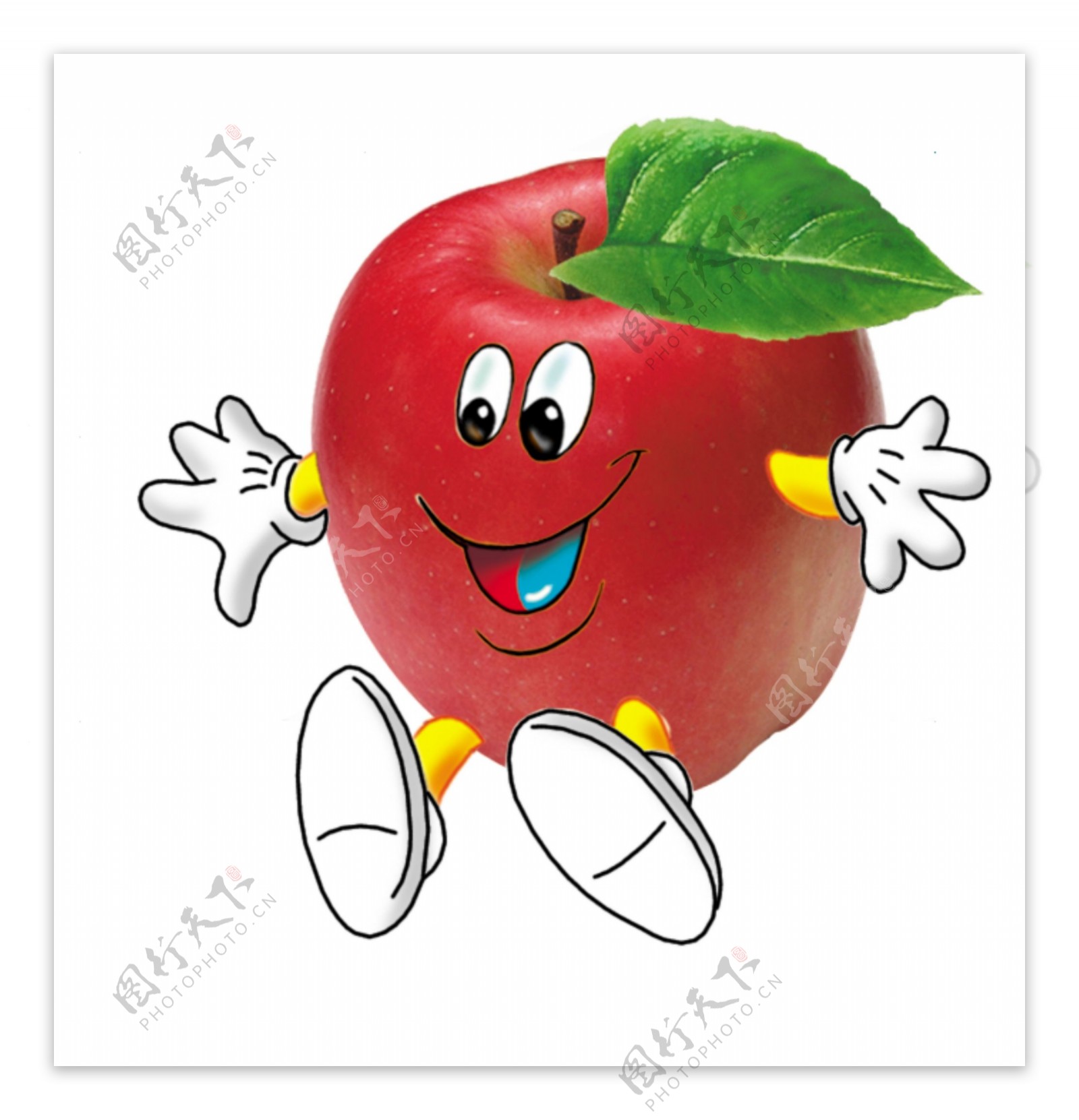 擬人開心蘋果, 可愛, 擬人, 水果素材圖案，PSD和PNG圖片免費下載