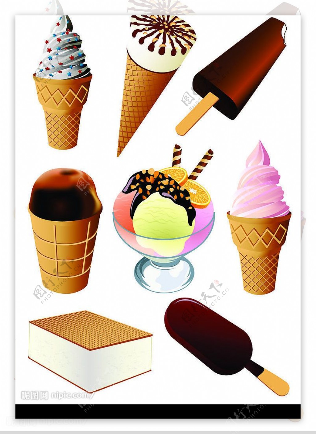 各种样式的冰淇淋图片
