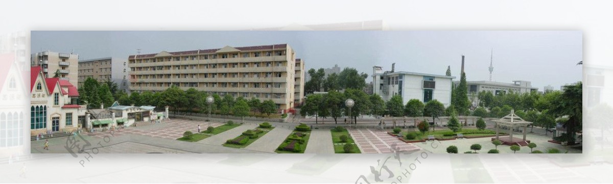 陕西师范大学校园风景老校区喷泉广场图片