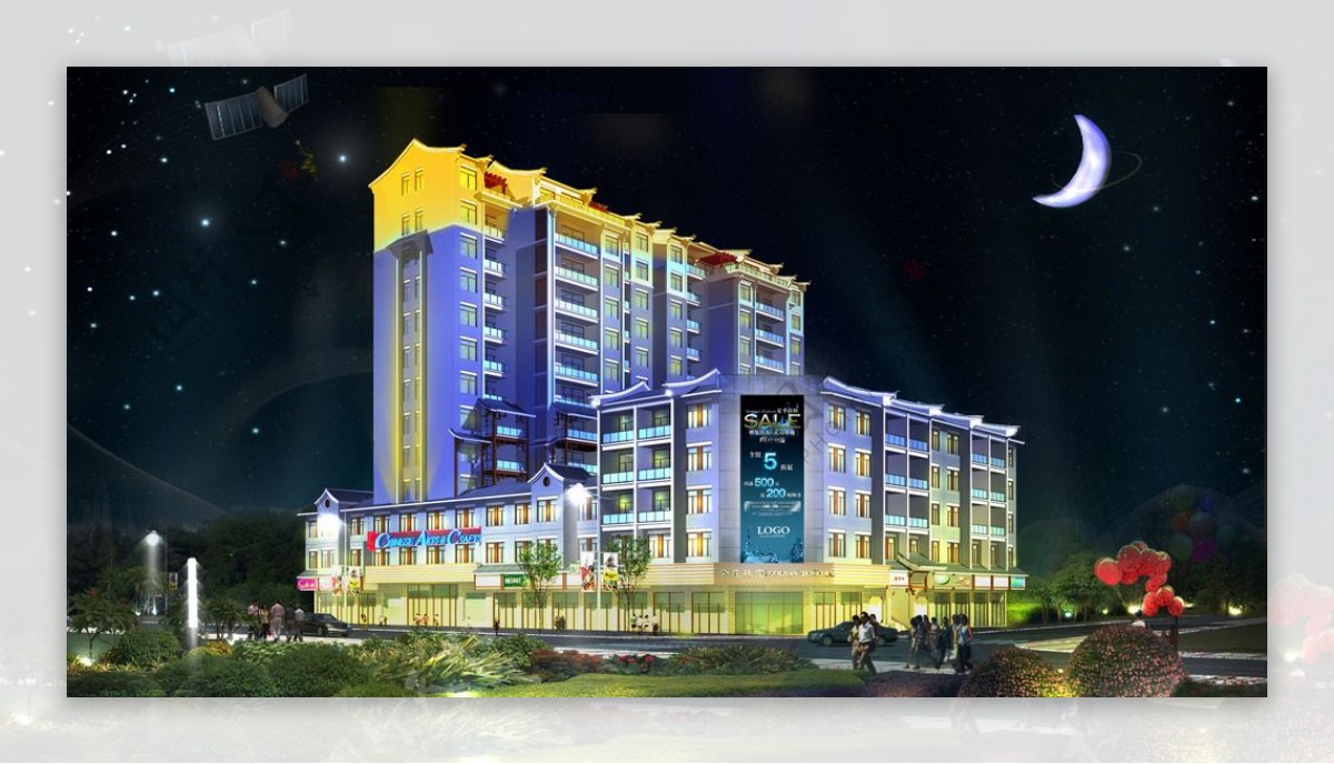 LED夜景亮化效果图图片素材-编号09643449-图行天下