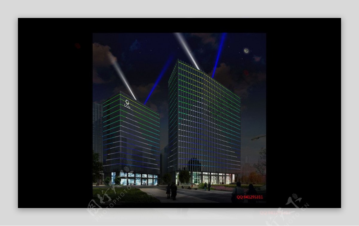 大厦楼体亮化夜景动画图片