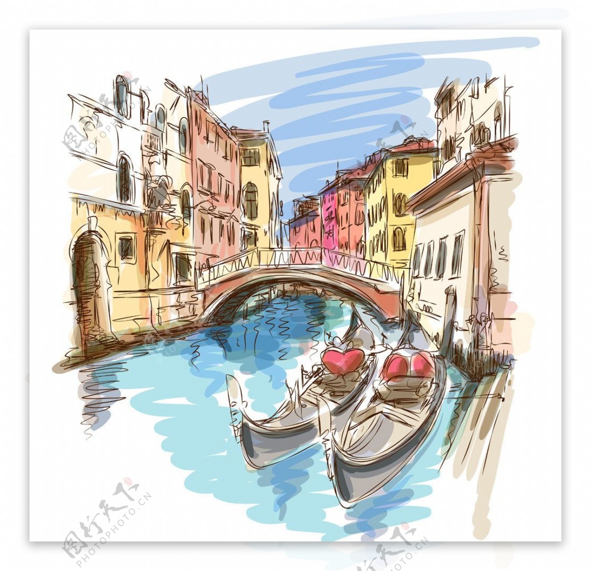 手绘城市威尼斯图片